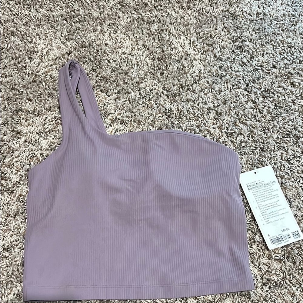 Lavender One-Shoulder Ribbed Top
